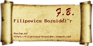 Filipovics Bozsidár névjegykártya